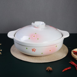 kangbaijia康百佳日式粗颗粒彩绘砂锅家用陶瓷炖锅煲仔饭干锅菜燃气灶