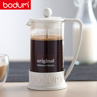 bodum 波顿法压壶 欧洲原装进口手冲咖啡壶煮咖啡杯过滤茶杯滤压小型过滤杯茶壶350ml白色 10948-913