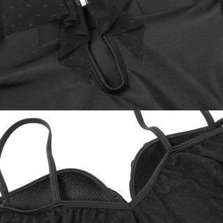 E-BRA 安莉芳旗下E-BRA三角连体泳衣裙式遮肉女士泳装 黑色 XL