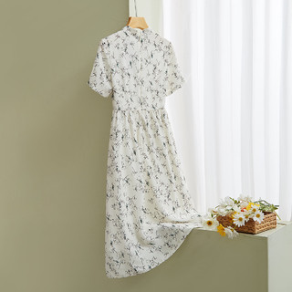 2021秋季新款时尚旗袍版型中长款裙子显瘦中式女款连衣裙女 XL 白色