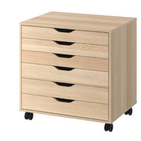IKEA 宜家 ALEX 阿来斯 抽屉柜带脚轮 着白色漆, 仿橡木 67x66 厘米