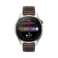 HUAWEI 华为 WATCH 3 Pro 时尚款 eSIM智能手表 49.6mm 钛灰色钛合金表盘 棕色皮革表带(GPS、血氧)