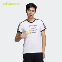 阿迪达斯官网 adidas neo SMILEY联名款男装夏季运动短袖T恤GP5790 白/黑色 A/XS(170/88A)