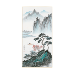 尚得堂 方群伟 新中式手绘国画《锦绣山河》带框60x120cm 宣纸 拉丝金框