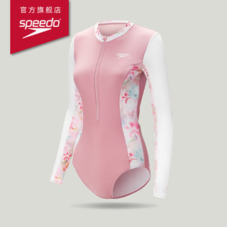 SPEEDO 速比涛 Speedo/速比涛 女士泳衣新品灵感胶囊长袖连体背部镂空泳衣女 812360G573 粉色/白色 38