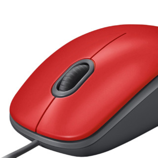 Logitech 罗技 M111 有线鼠标 1000DPI 红色 +短款鼠标垫