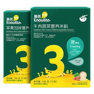 Enoulite 英氏 米粉 国产版 3段 牛肉蔬菜味*180g+苹果加锌味*180g