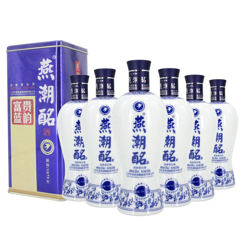 YANCHAOMING 燕潮酩 富贵蓝韵 42%vol 浓香型白酒 500ml*6瓶 整箱装