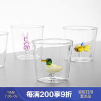 诺生集品 意大利Ichendorf 手工透明玻璃杯 可爱杯底立体动物水杯女 小鸭子 280ml