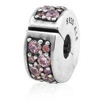 Pandora Purple Pave Clip Charm In Sterling Silver