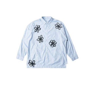 MODITEC 男女款长袖衬衫 M0070 蓝白条纹 L