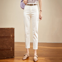 高腰长裤女2021夏季新款时尚气质休闲紧身收腰显瘦女士裤子 S 白色