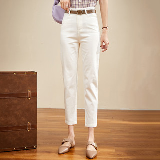 高腰长裤女2021夏季新款时尚气质休闲紧身收腰显瘦女士裤子 M 白色