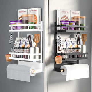 磁吸冰箱置物架侧面收纳神器厨房用品多功能家用不锈钢保鲜膜挂架