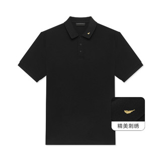 【爆款推荐】2021夏季新品时尚男士精美刺绣短袖POLO衫 XL 黑色