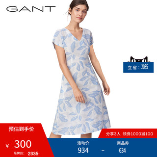 GANT 甘特 女士春优雅气质莱赛尔亚麻混纺花版连衣裙4501016