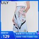 LILY Lily夏季新款女装小鹿印花A字高腰显瘦垂感中长鱼尾半身裙