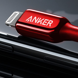 Anker 安克 A8842 MFi认证 Type-C转Lightning 3A 数据线 尼龙编织 0.9m 红色