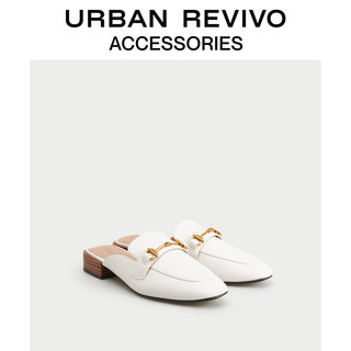 URBAN REVIVO秋季新品女士配件时髦潮流粗跟拖鞋AY33BS4X2000 象牙白 36