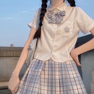 一朵小花 风铃愿 JK制服 西式制服 女士短袖衬衫 奶白 S