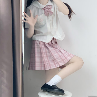 一朵小花 甜心恋语 JK制服 西式制服 女士短袖衬衫 粉色刺绣 S