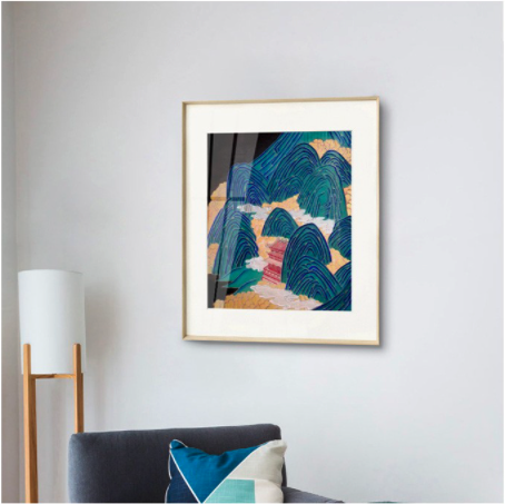 ARTMORN 墨斗鱼艺术 岳一川国画作品《夜山》37×45cm 2020年 绢本设色 环保画框+有机玻璃
