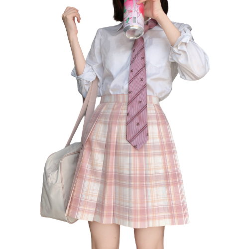 一朵小花 孤月 JK制服 女士格裙 粉色 42cm S