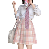 一朵小花 孤月 JK制服 女士格裙 粉色 42cm S