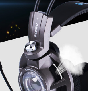 SOMiC 硕美科 G954 耳罩式头戴式有线耳机 灰色 USB口
