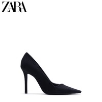 ZARA [折扣季]女鞋 黑色羊皮革反绒皮高跟鞋单鞋 11200710040