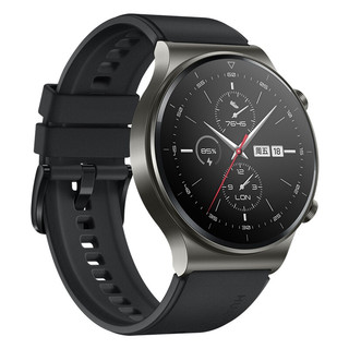 HUAWEI 华为 WATCH GT 2 Pro 运动款 智能手表 46mm 银灰色表盘 黑色硅胶表带（血氧、GPS、扬声器、温度计）