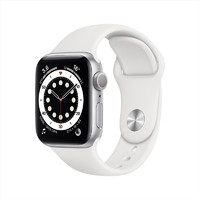 Apple 苹果 Watch Series 6 智能手表 40mm GPS 银色铝金属表壳 白色运动型表带 （GPS、心率、血氧）