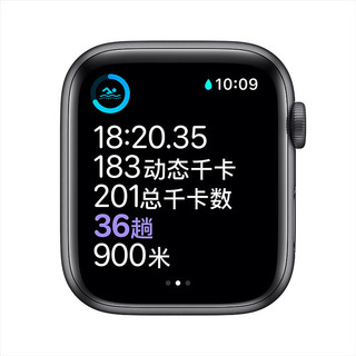 Apple 苹果 Watch Series 6 智能手表 44mm GPS款 深空灰色铝金属表壳 黑色运动型表带（GPS、心率、血氧）