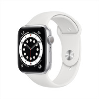 Apple 苹果 Watch Series 6 智能手表 44mm GPS款 银色铝金属表壳 白色运动型表带（GPS、心率、血氧）