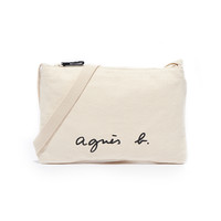 Agnès B. 男女款单肩帆布包 N483VSA9 白色 中号