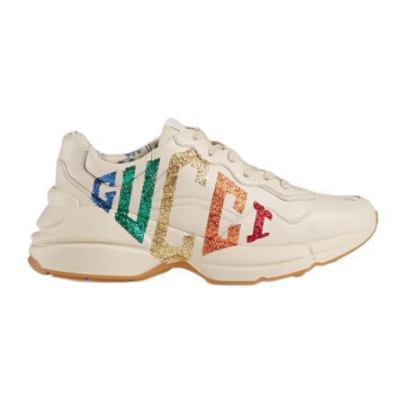 GUCCI 古驰 Rhyton系列 女士休闲老爹鞋 524990 DRW00 9022 白色 34