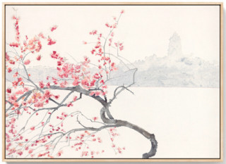 仟象映画 李士运 植物花卉装饰画《花期时时》70x50cm 油画布 浅木色实木框