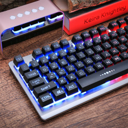 yindiao银雕机械手感键盘台式电脑笔记本通用有线usb家用办公女生发光