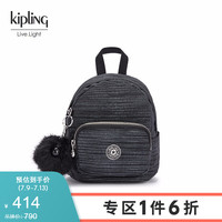 凯普林 kipling迷你新款时尚背提双肩包MINI BACKPACK 拉链齿印黑