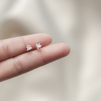 YYEU 简约韩国S925银耳钉女设计感小众气质耳饰个性网红耳环银 （白）银耳钉一对（主材S925银）