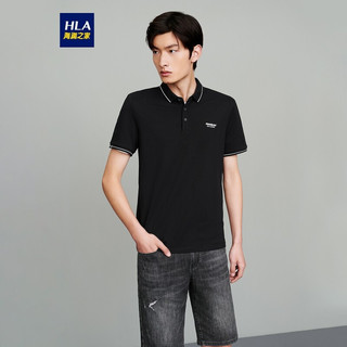 HLA 海澜之家 POLO衫男2021夏季时尚质感舒适净色有型服帖休闲短THNTPD2D103A黑色(1D)180/96A(52)