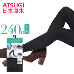 ATSUGI 厚木 日本厚木ATSUGI进口新品240D相当竖条纹棉混针织连裤袜女BL1602 黑色 ML 身高150至165cm