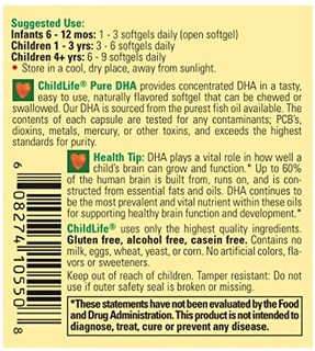 Child Life 纯DHA膳食补充剂，90粒（2瓶）