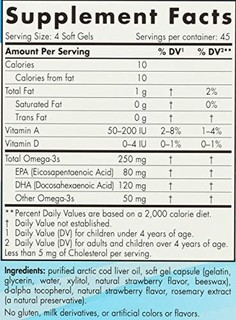 Nordic Naturals Children's Dha, 250 mg, Strawberry, 180 Softgels, 100 g