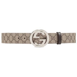 GUCCI 古驰 GG superme系列 男士互扣式双G带扣帆布腰带 411924 KGDHN 9643 米色 105