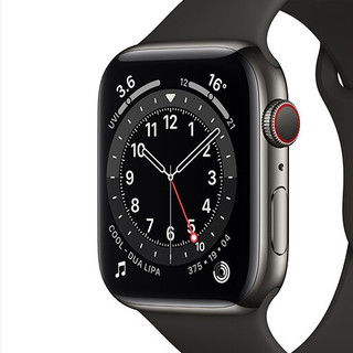 Apple 苹果 Watch Series 6 GPS+蜂窝网络 智能手表 44mm 黑色 黑色硅胶表带( GPS、血氧、心率）