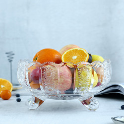 青苹果 10英寸无铅玻璃水果盘欧式果盘客厅零食盘干果糖果盘