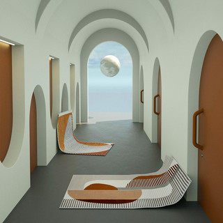 原创设计artdeco北欧轻奢地毯客厅卧室茶几垫INS风 1400MM×2000MM DEEP SEA（大象灰+砖红）