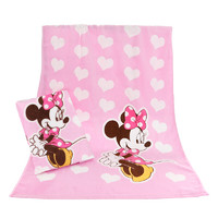 Disney 迪士尼 米妮米奇粉嫩冰激凌1浴巾1童巾套装 纯棉割绒儿童毛巾柔软 米妮