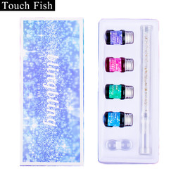 touch fish Touch Fish钻石玻璃笔 蘸水笔沾水笔水晶透明笔彩色墨水 礼物送礼学生文具用品 钻石玻璃笔套装（透明）